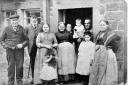 Ribchester handloom weavers Mr James Watson and his family outside their home in Church Street c 1896