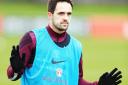 Burnley striker Danny Ings, one of three Clarets players in the England Under-21 squad, trains at St Georges Park ahead of tonight’s Turf Moor clash