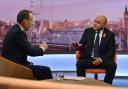 Chancellor of the Exchequer Sajid Javid, with host Andrew Marr, appearing on the BBC1 current affairs programme, The Andrew Marr Show. (BBC/PA)