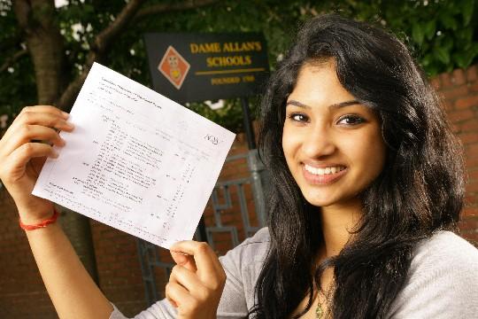 Dame Allan's Schools handout photo of Miss Newcastle 2010 Vee Sethu celebrating securing a place at Bristol University to read veterinary science after getting her A level results.