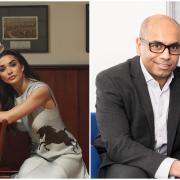 Amy Jackson, a Bollywood star, and Professor Frank Joseph, who leads DAM Health Group. Left Pic: The Jockey Club/Sane Seven/PA Wire