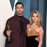 Riz Ahmed and Fatima Farheen attending the Vanity Fair Oscar Party held at the Wallis Annenberg Center for the Performing Arts in Beverly Hills, Los Angeles, California, USA. (Doug Peters/PA)