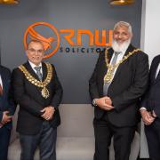 Waqas (left) with Bolton Mayor Cllr Akhtar Zaman, Blackburn with Darwen Mayor Cllr Suleman Khonat and Rehan