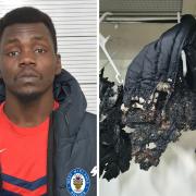 Mohammed Abbkr who has been found guilty of two counts of attempted murder; Burnt clothing from Mohammed Rayaz after the attack