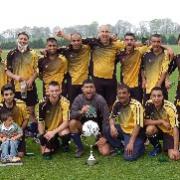 CHAMPS: Coppice celebrate their famous 3-2 win over Asia.