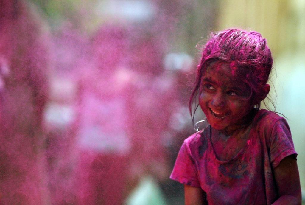 A child celebrates the Festival of Holi in India