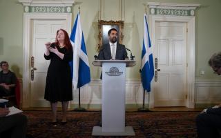 First Minister Humza Yousaf making his resignation speech today