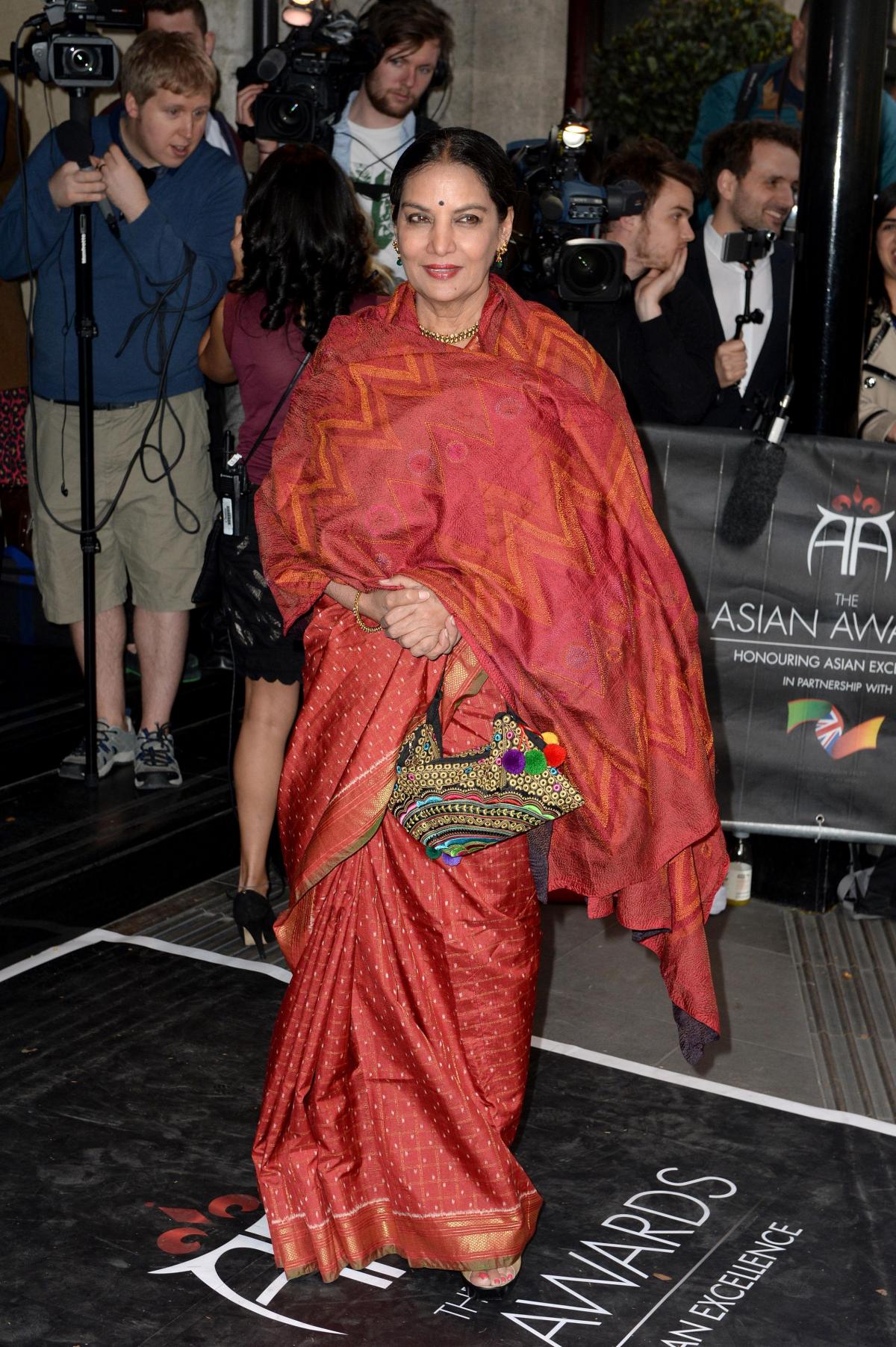 Shabana Azmi attending the 2015 British Asian Awards at The Grosvenor House Hotel, London.
