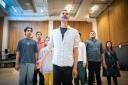Paul Bazely (Mohandas Gandhi) and ensemble in rehearsal for The Father and the Assassin at the National Theatre (Pictures by Marc Brenner)