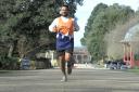 Emon Choudhury in training in Roberts Park, Saltaire, as he prepares to run two marathons during and just after this year's Ramadan