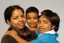 Anju Ashok and her children, six-year-old Jeeva Saju and Janvi Saju, aged four (Thomson Sarah/PA)