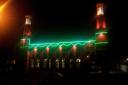 A mosque decorated with lights this year