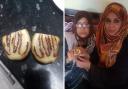 Mum and daughter marvel at ‘Allah’ written in aubergine