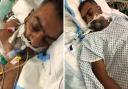 Asam Iqbal, a dad of four from Keighley, pictured during his treatment in ICU at Airedale Hospital