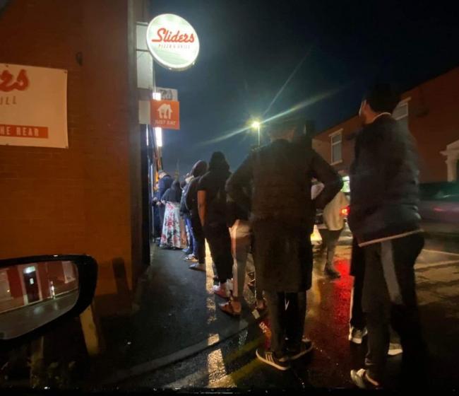 Here was the queue outside the takeaway