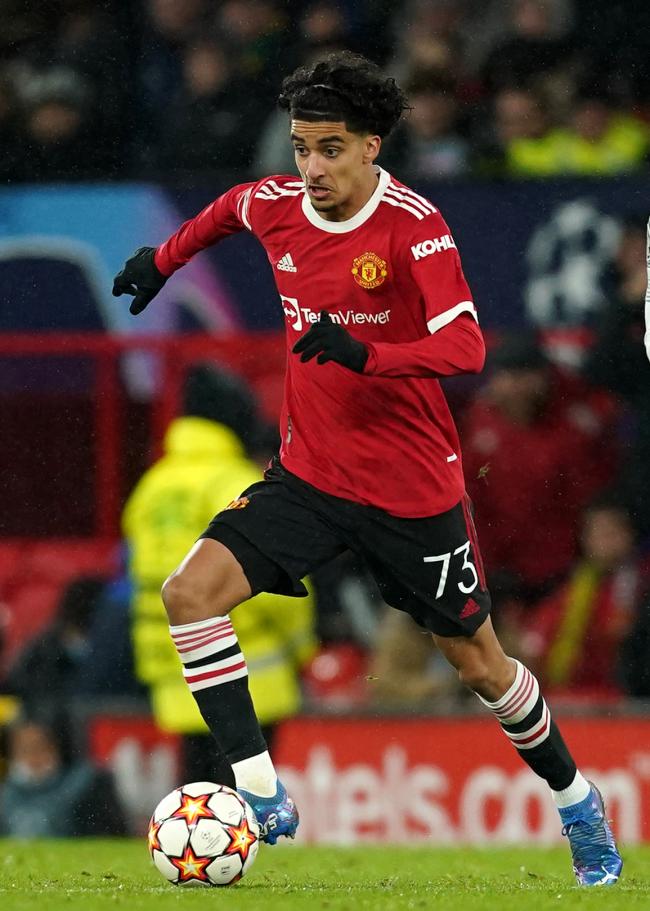Manchester United's Zidane Iqbal during the UEFA Champions League, Group F match at Old Trafford, Manchester. Picture date: Wednesday December 8, 2021. (Martin Rickett/PA)