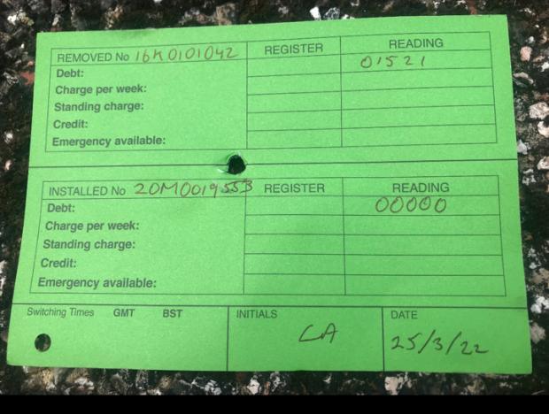 Asian Image: The slip that was given to Mr Ishfaq proving that his electricity had been cut 