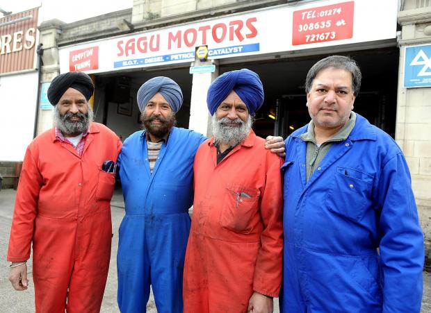 Asian Image: From left, Mangal, Lehmber, Balwinder and Satpal Singh Sagu pictured for a Telegraph & Argus feature in 1988