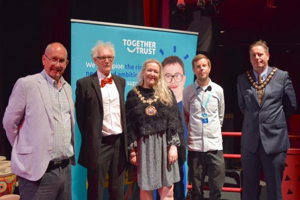 Mark Lee Together Trust CEO, Peter Adamson Founder and M.C, The Ceremonial Mayor of Salford Anne -Marie Humphries, James Marsh  Festival  Organiser and Keith Byers  Consort