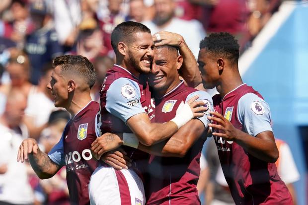 Aston Villa’s Emiliano Buendia celebrates his goal
