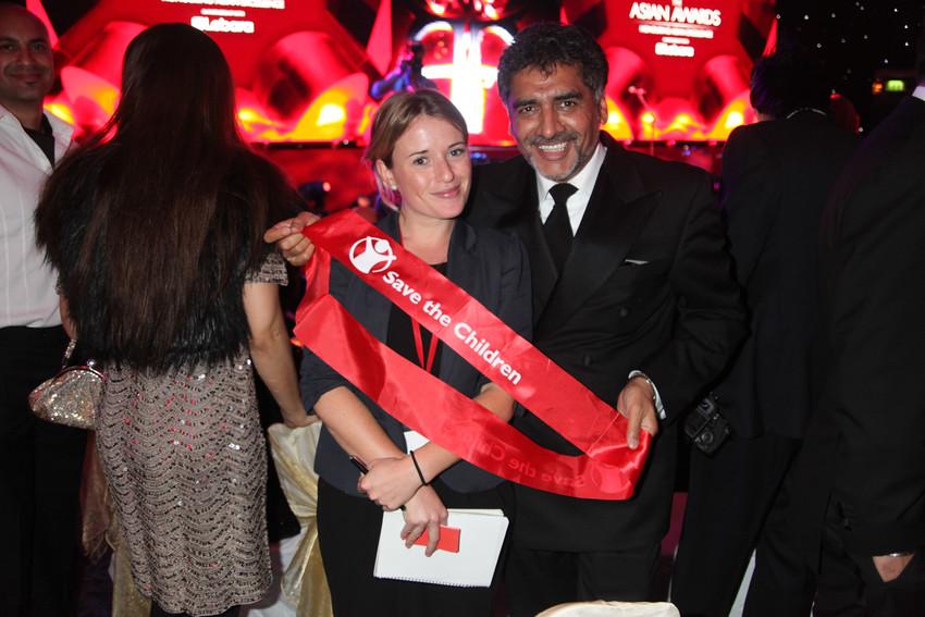 James Caan with Amy Burns from Save the Children at the Asian Awards, London, UK
