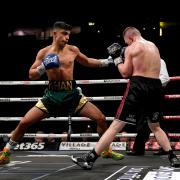 Abdul Khan (left) in action against Ricky Starkey in the Featherweight Contest at the AO Arena, Manchester. Nick Potts/PA Wire.