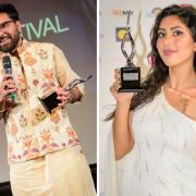 Best Actor winner Yasir Hussain and Rising Star winner Nisha Aaliya