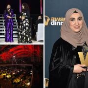Aleeza Isa interviewing winners and Firoza Mohmed who received the John Roberts Outstanding Achievement Award at King George's Hall, Blackburn