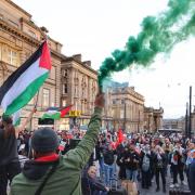Newcastle Palestine Solidarity Campaign hold a demo in Newcastle on Monday