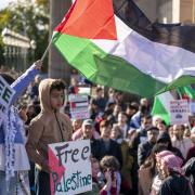Protesters during a Scottish Palestine Solidarity Campaign demonstration in Edinburgh (Jane Barlow/PA)
