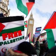 Protesters in Parliament Square during a pro-Palestine march (James Manning/PA)