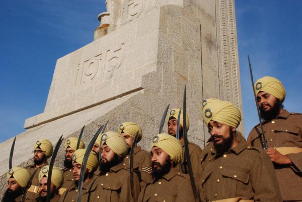 A Sikh platoon at the Monument Aux héros de l’armée d’Orient des terres lointaines, Marseille during world war commemorations
